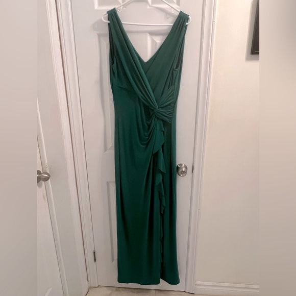 162. Lauren Ralph Lauren green floor length maxi dress sz US 12 (fits Large-14 - Picture 8 of 13